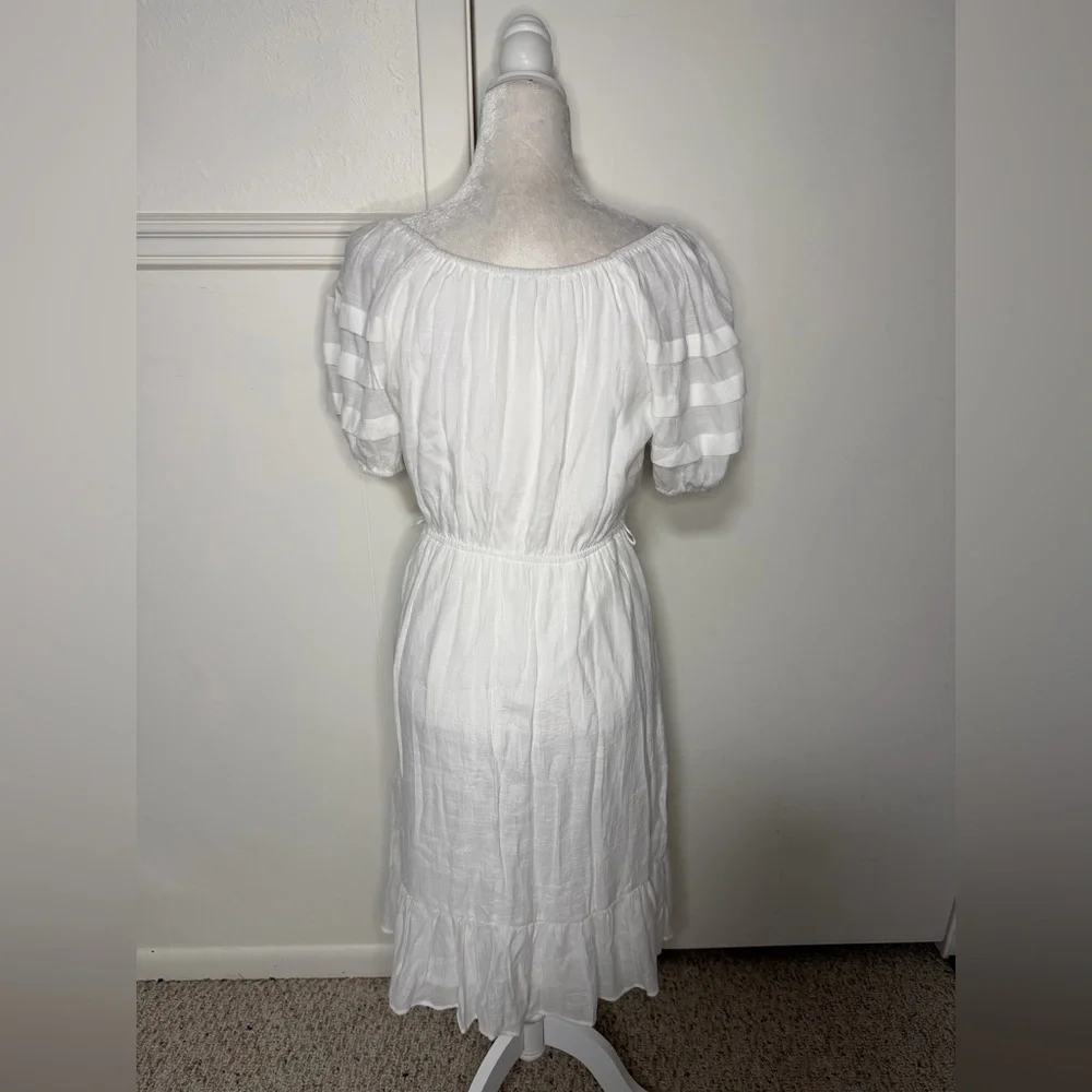 Luxology Pleated Sleeve Belted Midi Dress size S - Picture 4 of 8